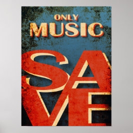 Endast musik i Music Spara Vintage typography Poster