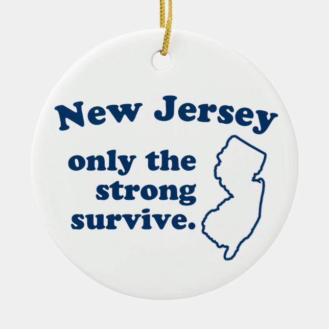 Endast new jersey Överlever starkt Julgransprydnad Keramik (Framsidan)