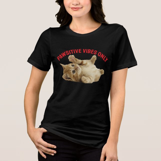 Endast pawsitiva vibes - Cute Orange Tabby katt T- T Shirt (Framsida)