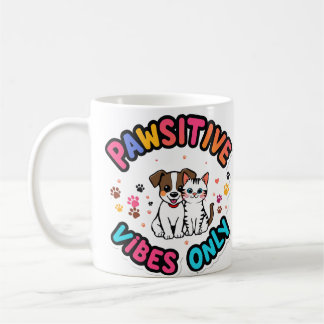 Endast pawsitiva vibes kaffemugg