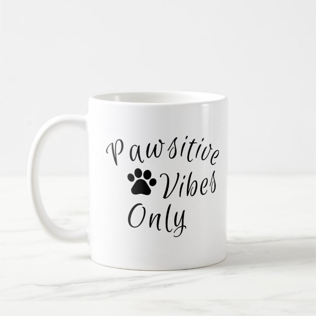 Endast pawsitiva vibes kaffemugg (Vänster)
