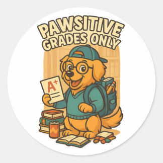 Endast Pawsitive Klass - Back to school Hund T-Shi Runt Klistermärke