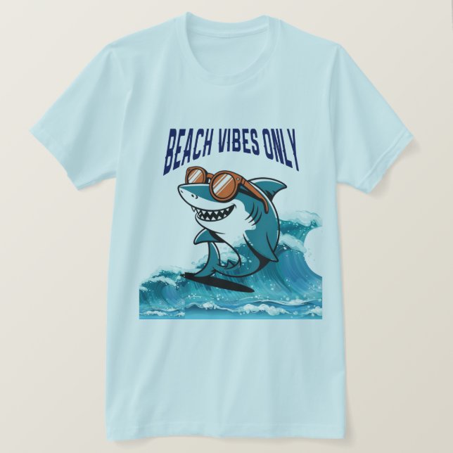Endast persiko Vibes - Coola Shark med solglasögon T Shirt (Design framsida)