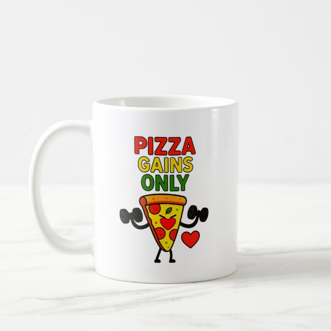 Endast Pizza Gains - humoristiskt lustigt Kaffemugg (Vänster)