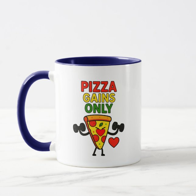 Endast Pizza Gains - humoristiskt lustigt Mugg (Vänster)