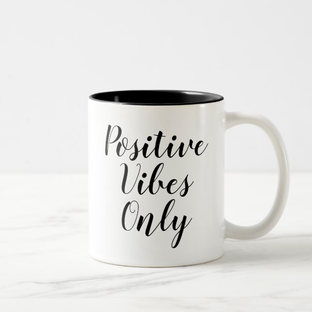 Endast positiva bilder | Inspiration Slogan Quote  Två-Tonad Mugg (Höger)