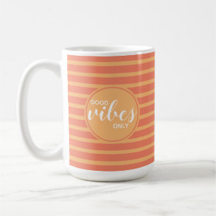 Endast positiva vibrationer Rolig orange rand typo Kaffemugg