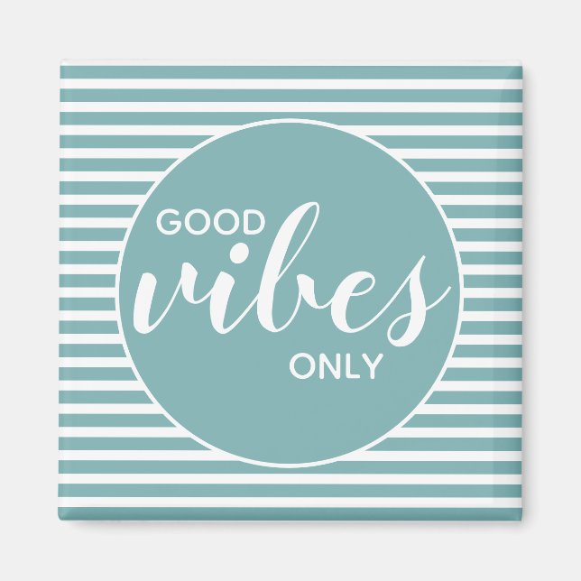 Endast Positiva Vibrationer Teal & Vit Typografi C Magnet (Framsidan)