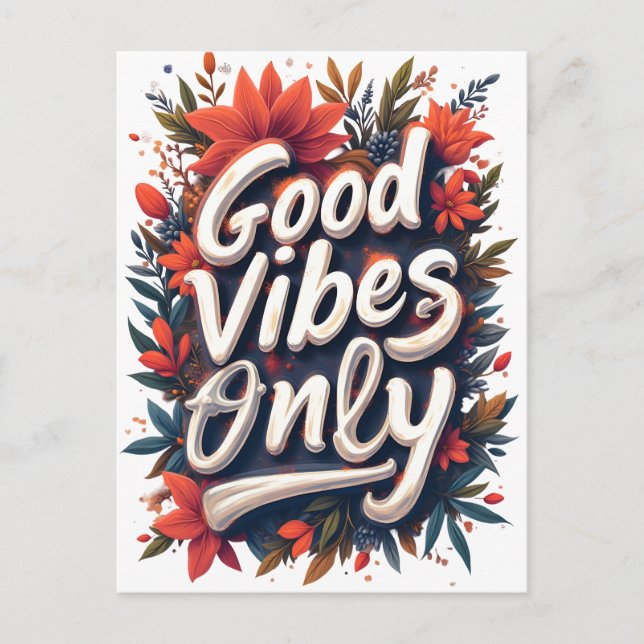 Endast positiva vibrationer vykort (Framsida)