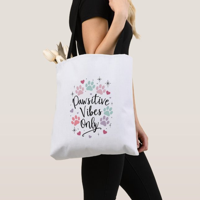 Endast primitiv vibes" Tote Bag - Cute Pastel Wome Tygkasse (Närbild)