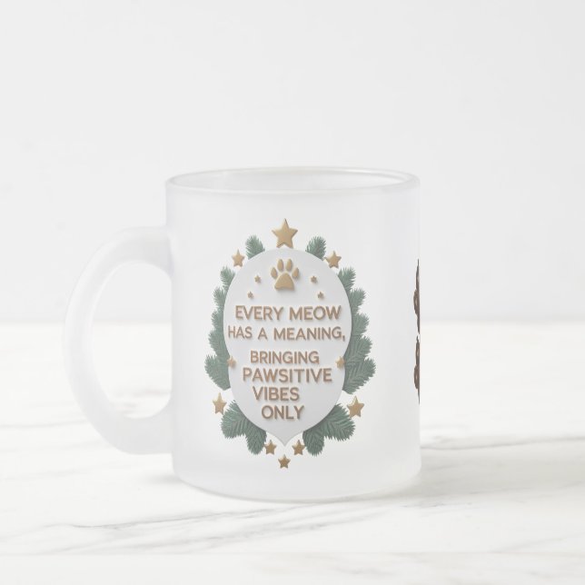 Endast primitiva vibes - 10 oz Frosted Cat Quote M Frostad Glasmugg (Vänster)