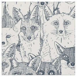 Endast rävar indigo, vit väv tyg