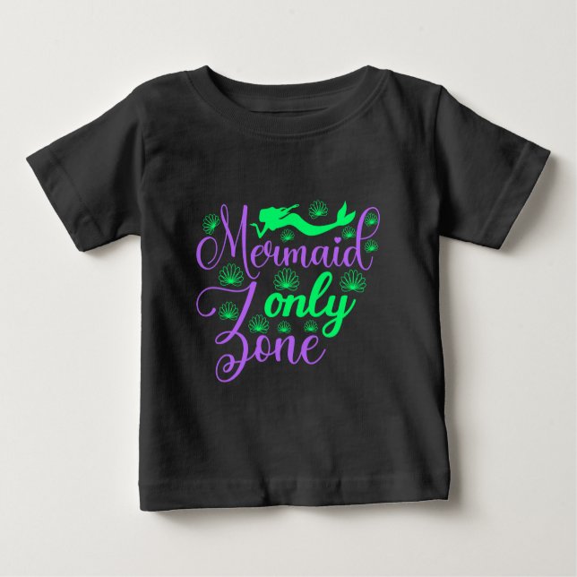 Endast sjöjungfruzon i neongrön och lila t shirt (Framsida)