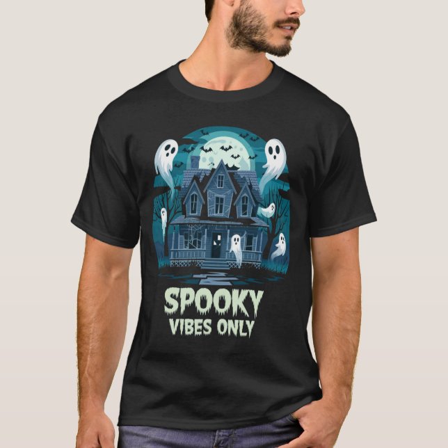 Endast Spooky Vibes - Coola Halloween Vibe T Shirt (Framsida)