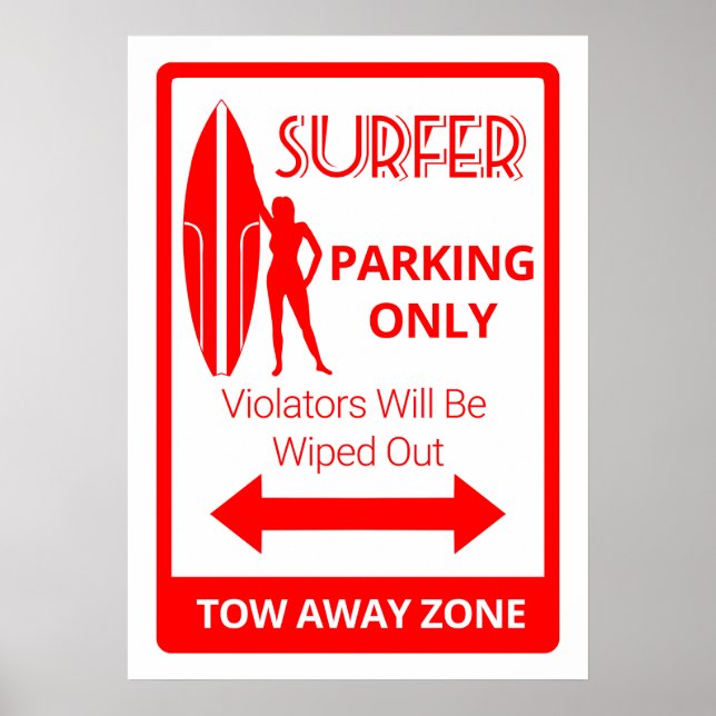 Endast Surfer Girl Parking Poster (Framsidan)