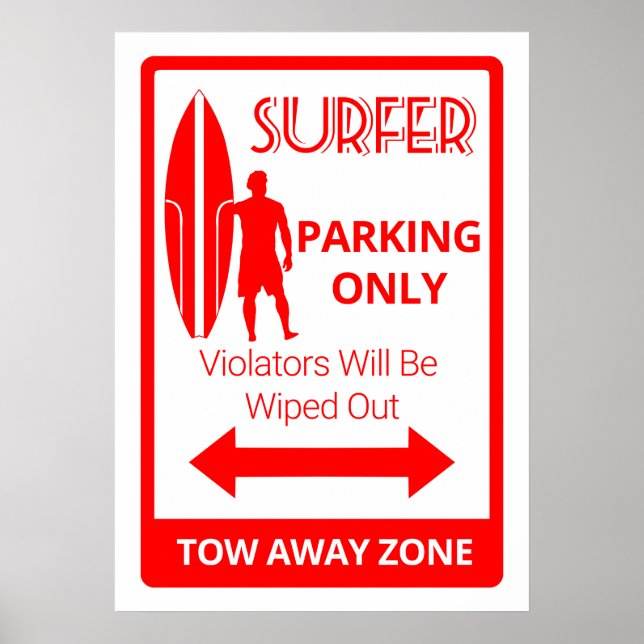 Endast Surfer Parking Poster (Framsidan)
