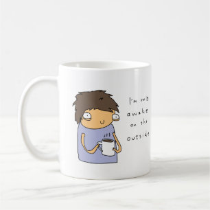 Endast vaket på den roliga komiska kaffemuggen f kaffemugg