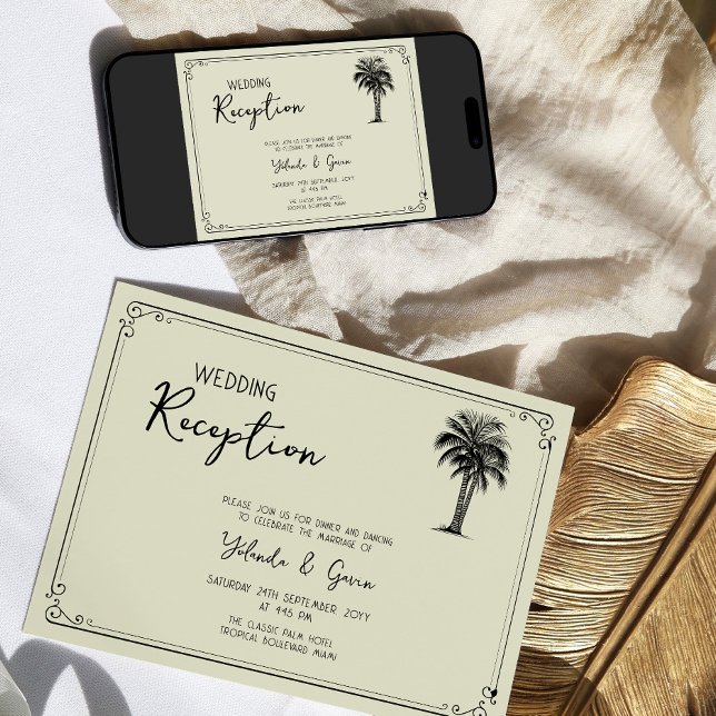 Endast vintage Handflatan Träd-bröllopsmottagning Inbjudningar (Wedding Reception Only Invitation from my Vintage Palm Wedding Collection)