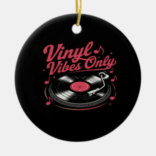 Endast vinyl Vibes - Retro Record Player Design Julgransprydnad Keramik