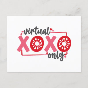 Endast virtuell XOXO Funny Quarantine Valentine Helg Vykort