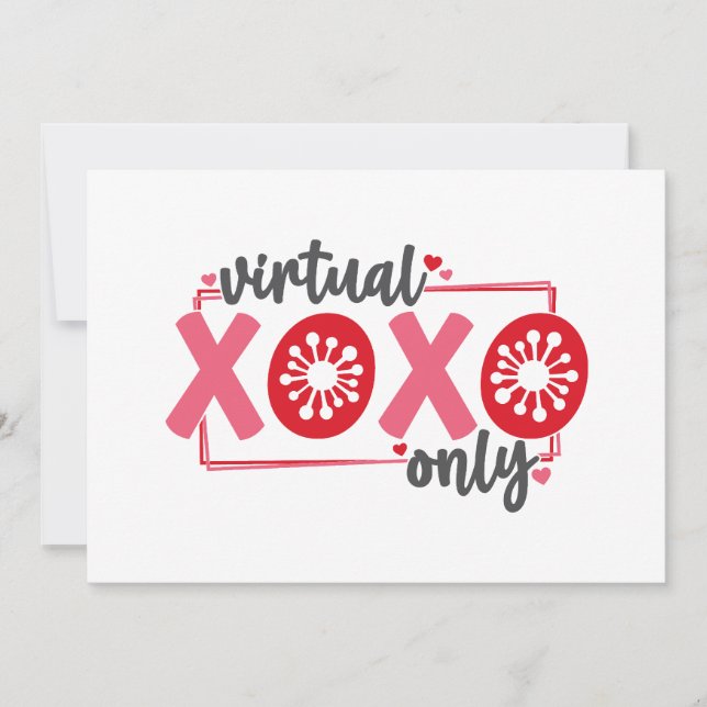 Endast virtuell XOXO | Funny Quarantine Valentine Julkort (Framsida)
