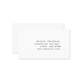 Endast vit minimal skrivmaskin, teckensnitt framsi visitkort