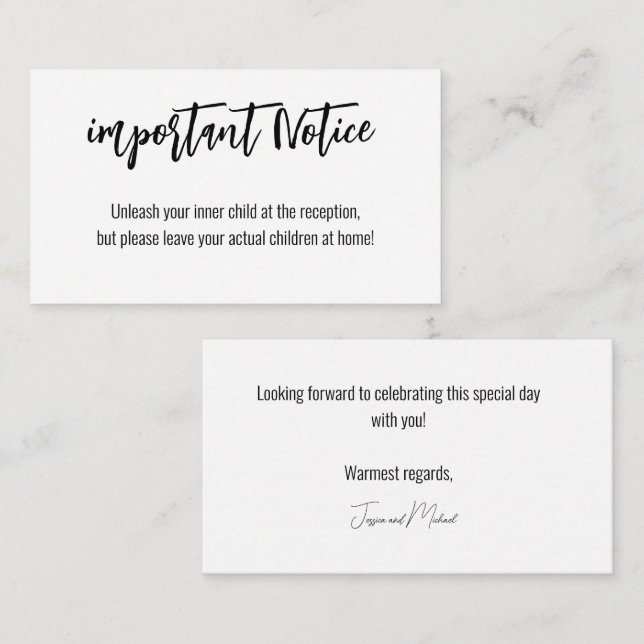 Endast vuxen! 💍 Minimalistisk Elegant Tilläggskort (Fram/baksida)