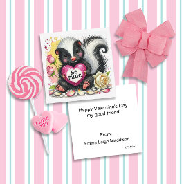 Endearing Be Mine Skunk Classroom Valentine Anteckningskort
