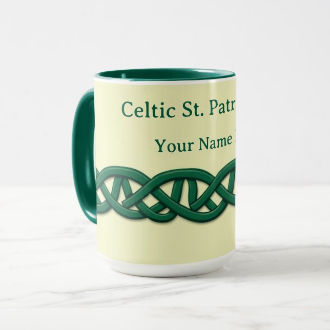 Endless Celtic Knot Seamless Dark Green Mugg (Framsida vänster)