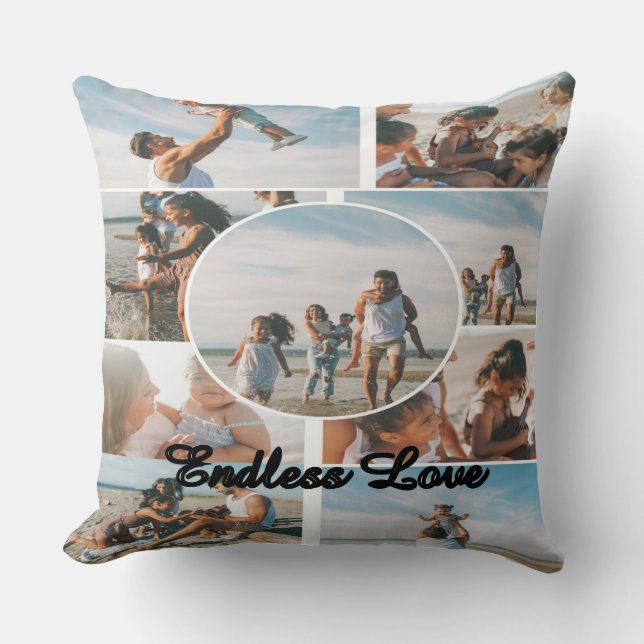 Endless Love Custom Family Collage Throw Pillow Kudde (Framsida)