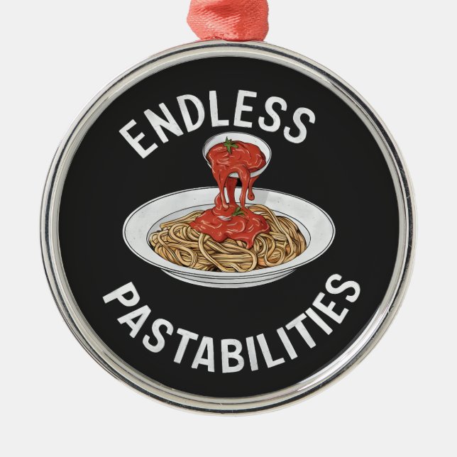 Endless Pastabilities Funny Pasta Spaghetti Älskar Julgransprydnad Metall (Framsidan)