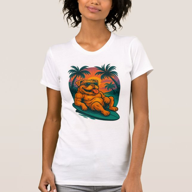 Endless Summer Bulldog - Retro Surfa T Shirt (Framsida)