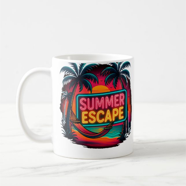 Endless Summer Escape - Retro Sunset Äventyr Kaffemugg (Vänster)