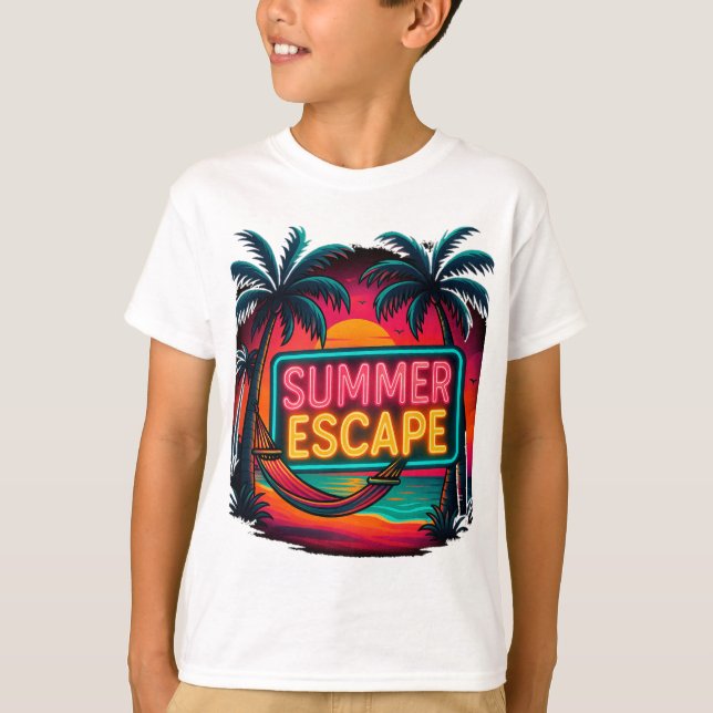 Endless Summer Escape - Retro Sunset Äventyr T Shirt (Framsida)