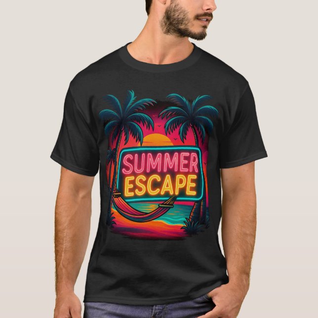 Endless Summer Escape - Retro Sunset Äventyr T Shirt (Framsida)