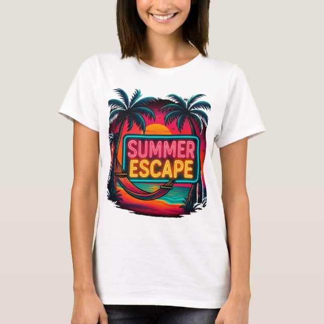 Endless Summer Escape - Retro Sunset Äventyr T Shirt (Framsida)