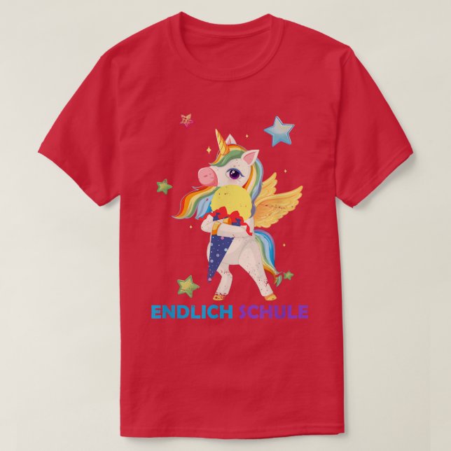 Endlich School Unicorn Gift Primary School T-Shirt (Design framsida)