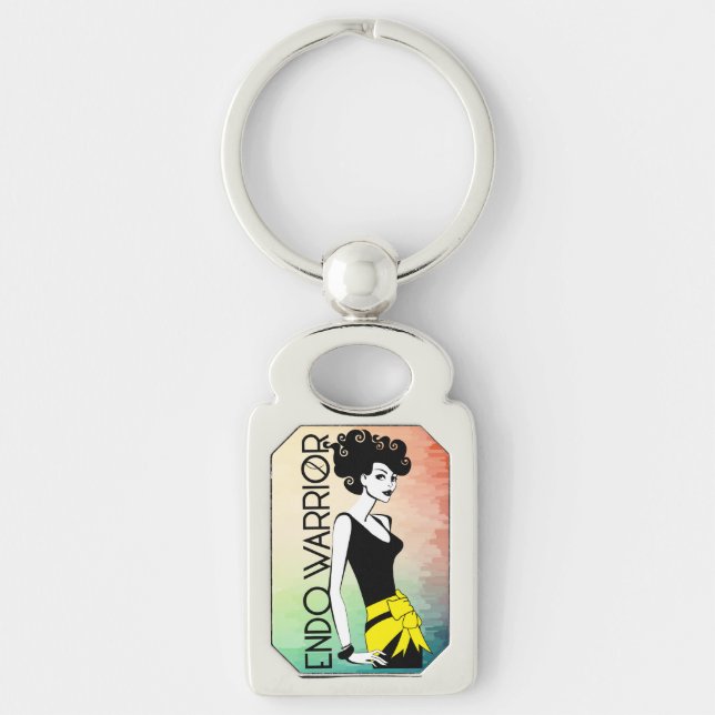 ENDO KRIGARErektangelmetall Keychain Rektangulärt Silverfärgad Nyckelring (Framsidan)