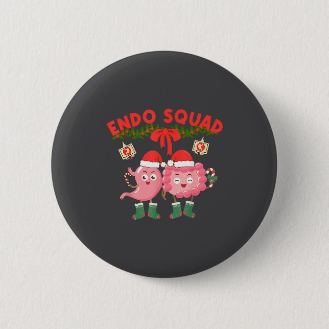 Endo Squad Nurse Stomach Santa Hat Endoscopy Tech  Knapp (Framsida)