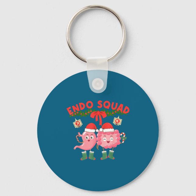 Endo Squad Nurse Stomach Santa Hat Endoscopy Tech  Nyckelring (Framsida)