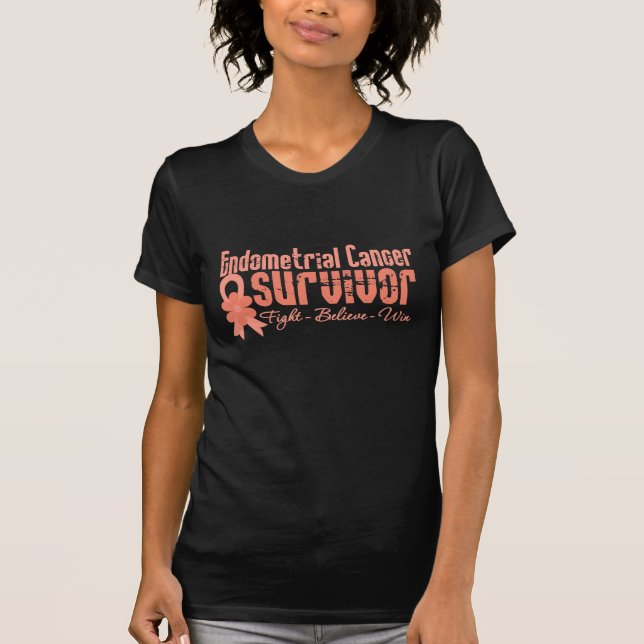 Endometrial band för canceröverlevandeblomma t shirt (Framsida)