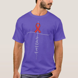 Endometrial Cancer Awareness Warrior Peach Ribbon T Shirt