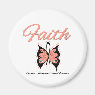 Endometrial Cancer Faith Butterfly Ribbon Magnet