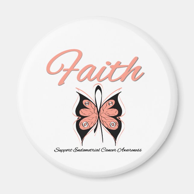 Endometrial Cancer Faith Butterfly Ribbon Magnet (Framsidan)