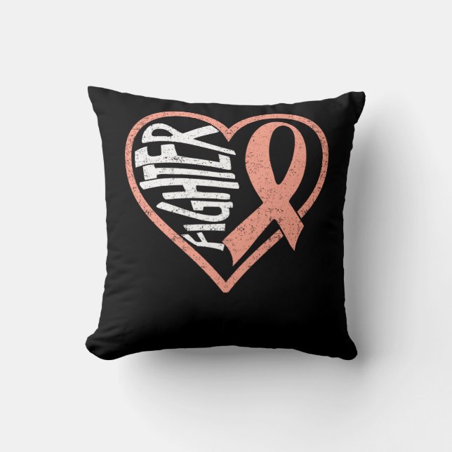 Endometrial Cancer Fighter Peach Uterine Cancer Aw Kudde (Framsida)
