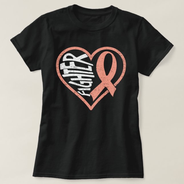 Endometrial Cancer Fighter Peach Uterine Cancer Aw T Shirt (Design framsida)