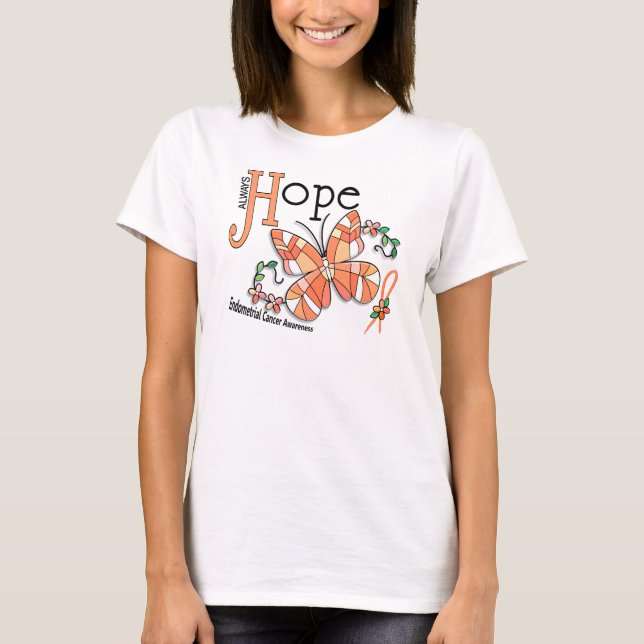 Endometrial cancer för målat glassfjäril tee shirt (Framsida)