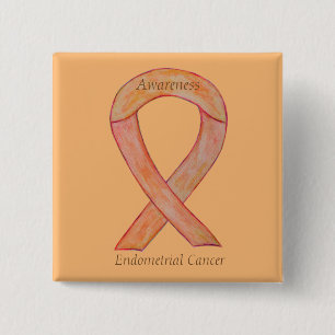 Endometrial Cancer Peach Awareness Ribbon Stift Knapp