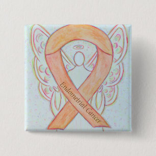 Endometrial Cancer Peach Awareness Ribbon Stift Knapp
