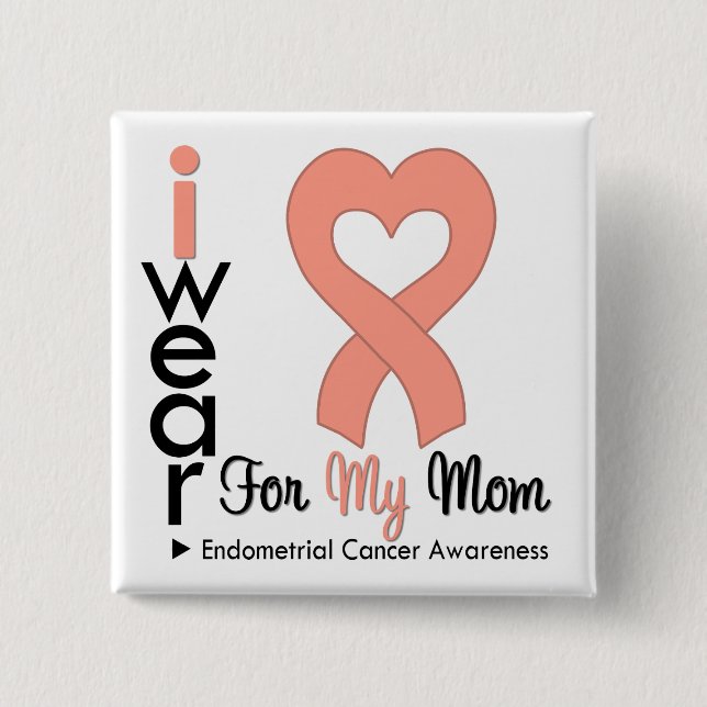 Endometrial Cancer Peach Heart Ribbon MAMMA Knapp (Framsida)